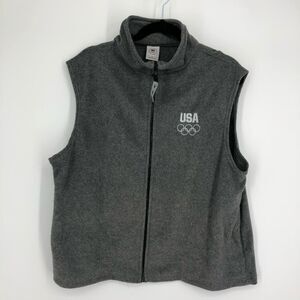Vtg Vest‎ Size Extra Large USA Olympics Gray Fleece Zip Up Embroidered